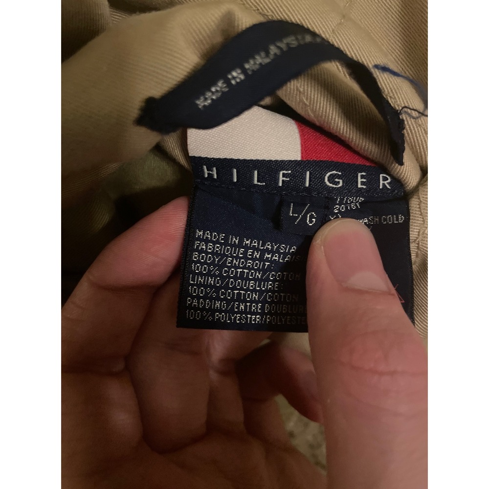 Tommy Hilfiger Men Vest L‎ Tan Reversible Quilt Plaid Button Front Vintage Stain - Picture 5 of 8